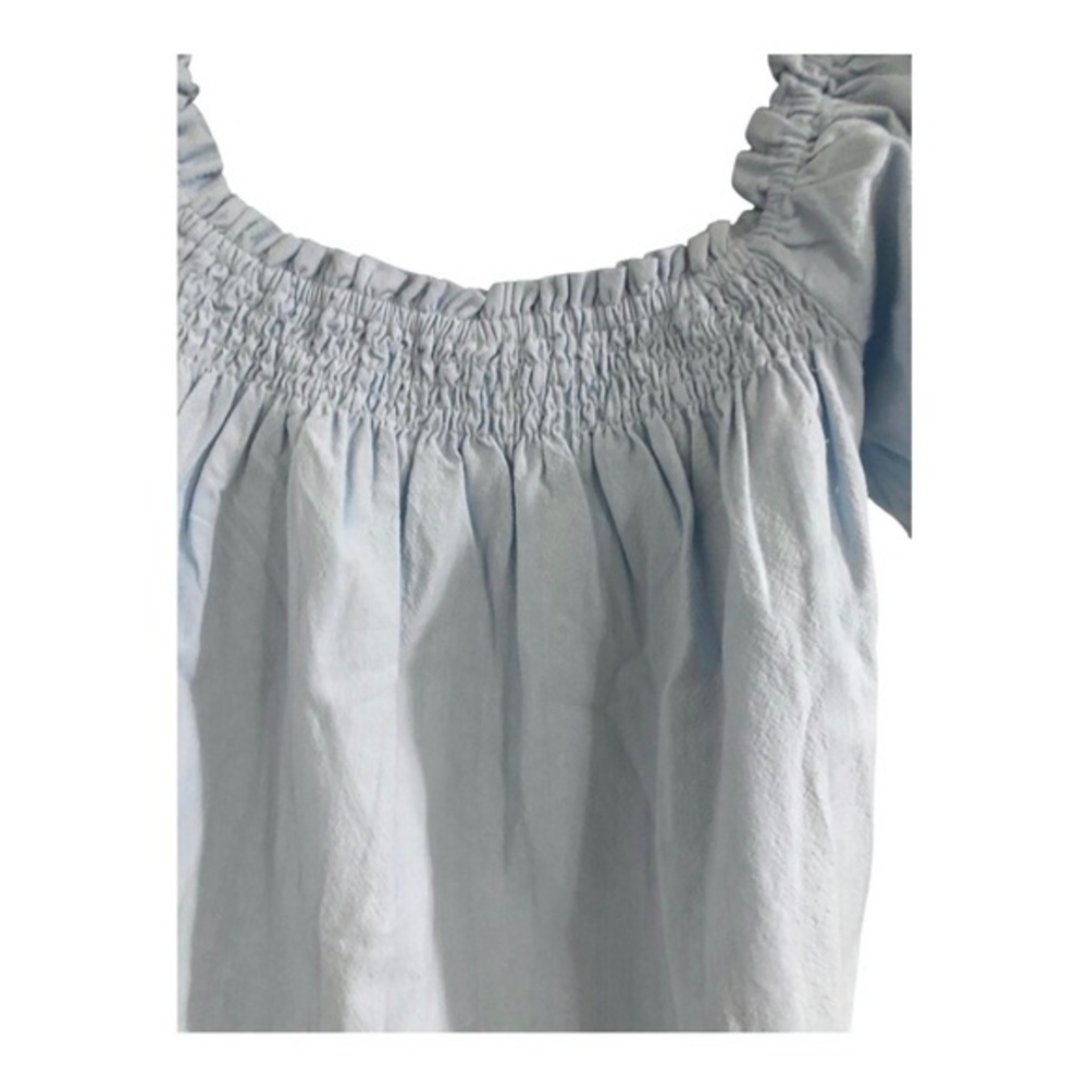 Free people mila light blue smocked puff sleeve mini babydoll dress size small - Picture 8 of 12
